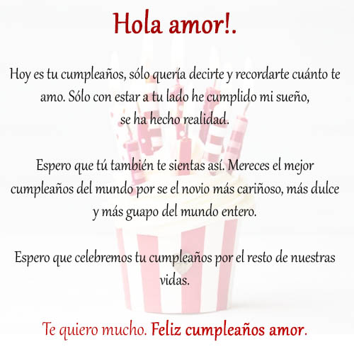 Carta Para Felicitar El Cumpleaños A Tu Novio