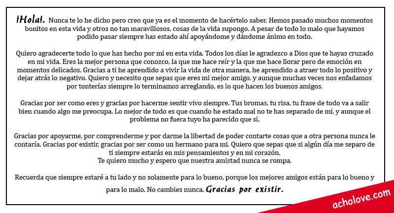 Carta Para Mi Mejor Amigo Hermano