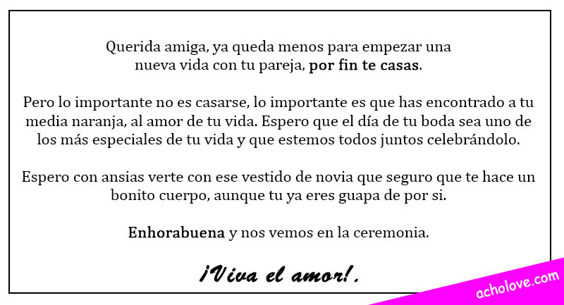 Carta Para Una Amiga Que Se Casa