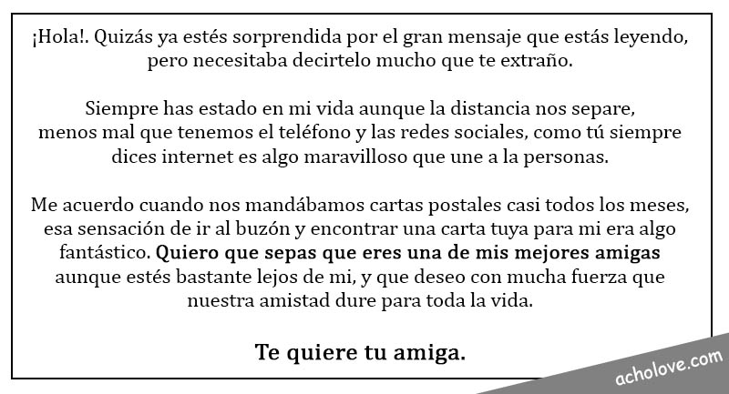 Carta Para Una Amiga A Distancia